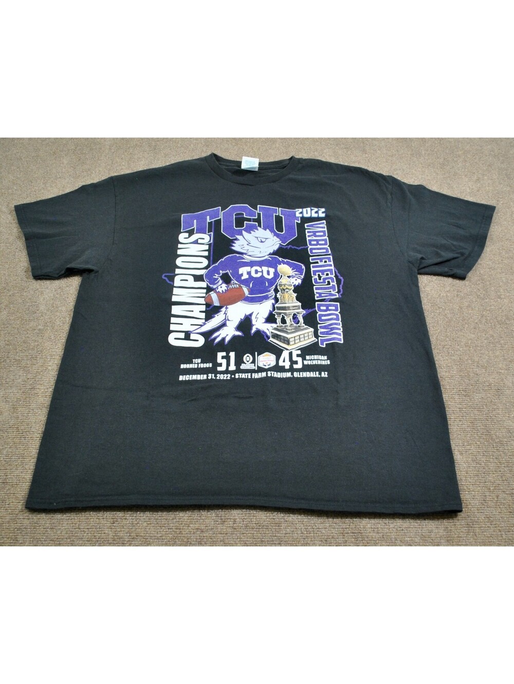 TCU Horned Frogs NCAA Football Texas Christian Black Fiesta Bowl Shirt X-Large